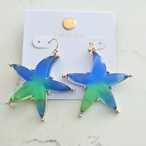 Blue and Green Starfish Earrings